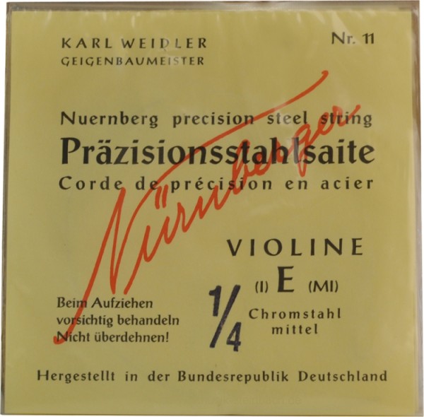 Nürnberger Präzision Saitensatz 1/4 Geige/Violine Chromstahl umsponnen Vollkern mittel
