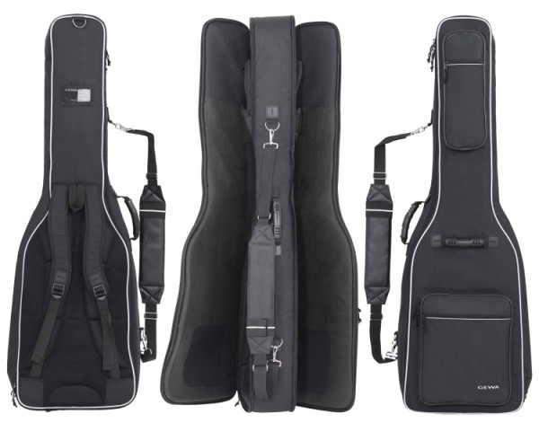 Gewa 4/4 Gitarrentasche in schwarz für 2x E-Bass 25mm DOUBLE BAG Prestige 25 Line für 2 Gitarren