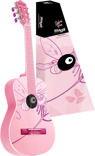 Stagg C530 DRAGONFLY 3/4 Klassik-Gitarre in pink mit Lindendecke