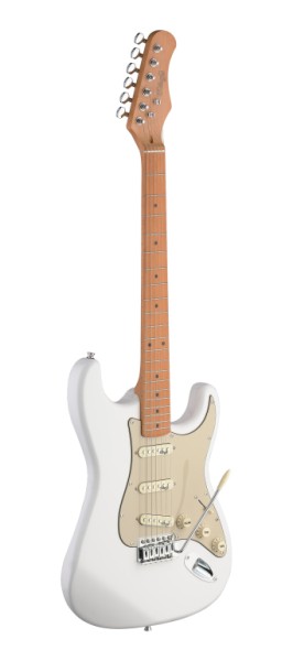 Stagg SES50M-CWH E-Gitarre mit massivem Erlenkorpus Cream Weiß