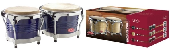 Stagg BW-300-BL 7,5 Zoll + 8,5 Zoll Latin Deluxe Bongos Holzkessel