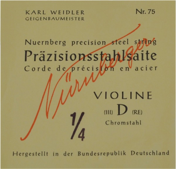 Nürnberger Präzision D-Saite 1/4 Geige/Violine Chromstahl umsponnen mittel