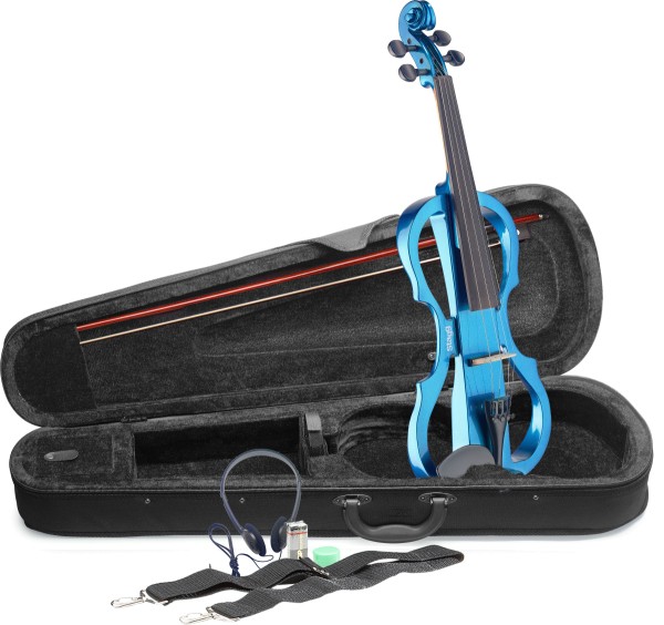 Stagg EVN X-4/4 MBL 4/4 E-Violine Set E-Geige Blau Metallic inkl. Zubehör