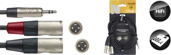 N-Serie Y-Kabel, Miniklinke/XLR (m/m), stereo/mono, 3 m