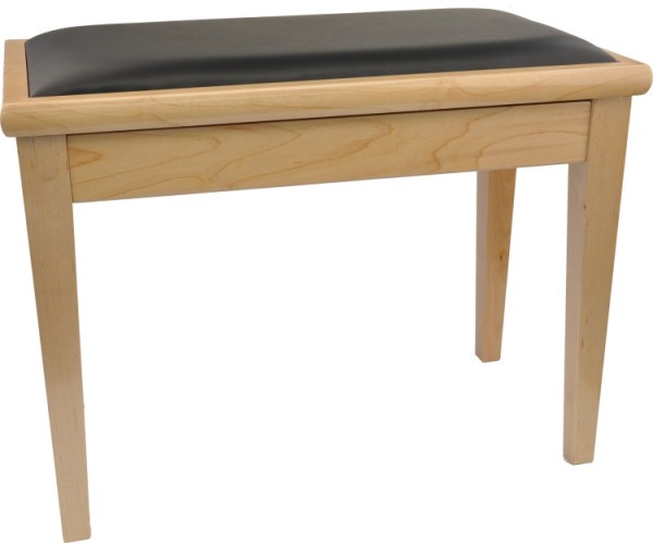 Klavierbank mit Notenfach Ahorn matt mit schwarzem Kunstlederbezug