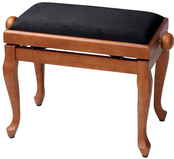 Gewa Klavierbank in Kirsche matt mit schwarzer Stoffauflage mit Chippendale Beinen