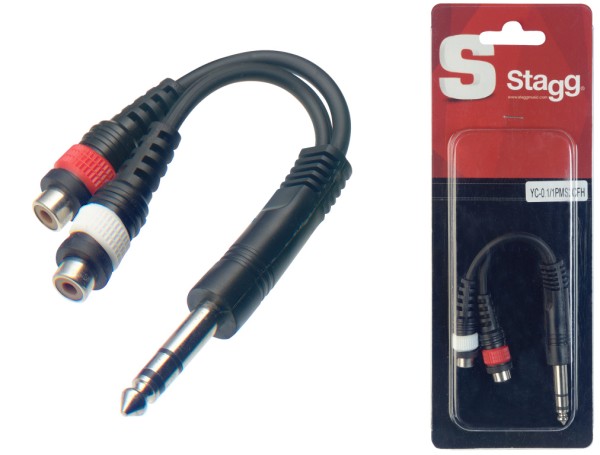 Stagg YC-0,1/1PMS2CFH 1 x Mannliche stereoklinke/ 2 x Weibliche Cinch-stecker adapter kabel