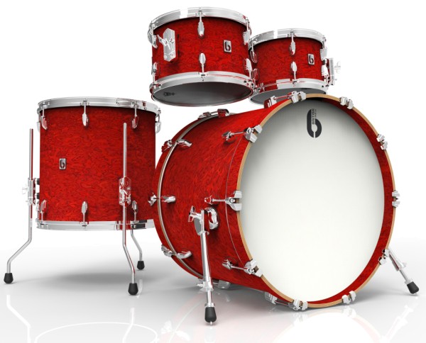 Legend Fusion 22 4-teiliges Drum-Set, kalt-gepresste 6 mm Birkenkessel, Buckingham Scarlett Finish