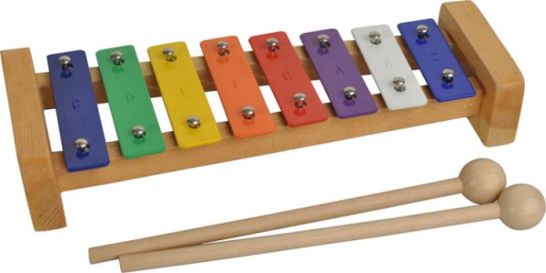 Steinbach Glockenspiel 8 bunte Klangplatten diatonisch Holzrahmen