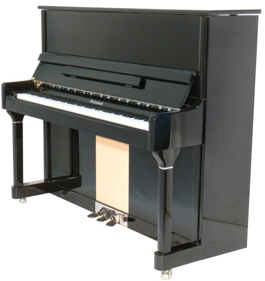 Steinbach Klavier - Schwarz poliert - 123 Professional Cateye mit dekorativer Holzeinglage, Softclos
