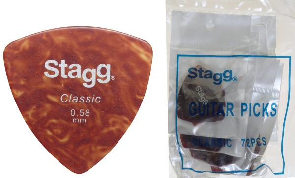 Stagg CER58 .58 mm Klassik Elliptic Nachfüllsack 72 Plektren - Schildplatt