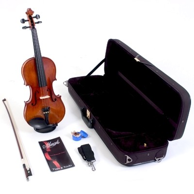 MENZEL Geige VL701 im Set 4/4 Antique Dark Brown, Fichtendecke massiv, angeflammter Ahornboden, Boge