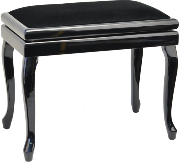 Burghardt Klavierbank R144 Schwarz poliert schwarzer Stoffbezug - Made in Europe