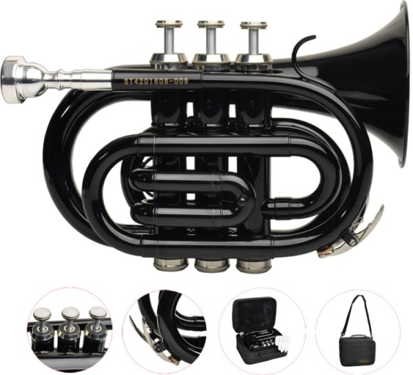 B-Ware Steinbach Bb- Taschentrompete in Schwarz mit Edelstahl - Bestangebot!
