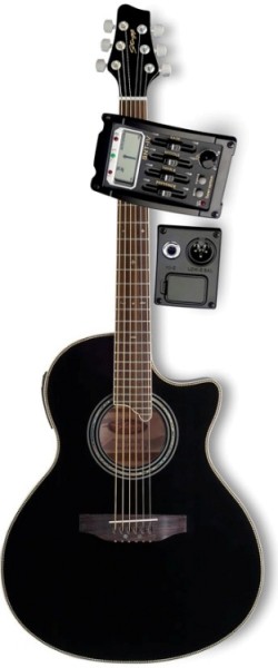 Stagg SW306CETU-BK Elektroakustische Cutaway Folk-Gitarre mit eingebauten 4-Band EQ/Stimmgerät
