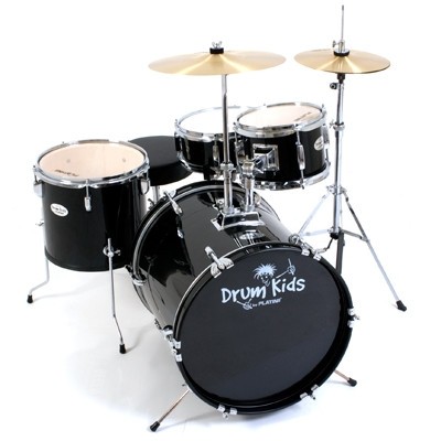 PLATIN Kinderschlagzeug DrumKids 3-teiliges 16 Zoll Junior- Schlagzeugset mit Becken, Hocker und Sti