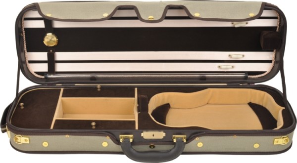 Steinbach 4/4 Geigenkoffer de Luxe Rechteckmodell braun/beige Zierborde