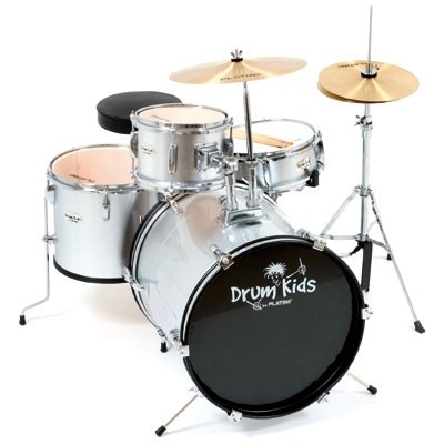 PLATIN Kinderschlagzeug DrumKids 3-teiliges 16 Zoll Junior- Schlagzeugset mit Becken, Hocker und Sti