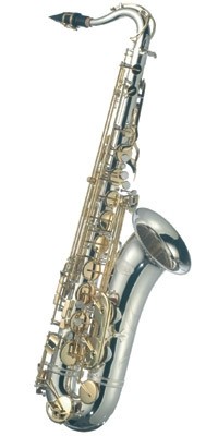 Jupiter JP-989SG Tenorsaxophon in Bb-Stimmung, Korpus versilbert, zusätzlichen S-Bogen Goldmessing