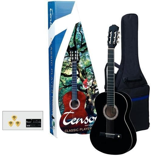 GEWApure 4/4 Konzertgitarre Starter-Set mit schwarzer Gitarre inkl. Zubehör