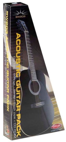 Stagg SW203TB PACK 2 Akustik-Gitarren Pack + Zubehör u. Einsteiger-Gitarrenunterricht CD