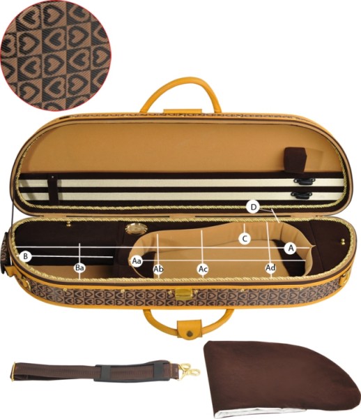 Steinbach 4/4 Geigenkoffer elegante Form im Herzdesign mit Zierborde