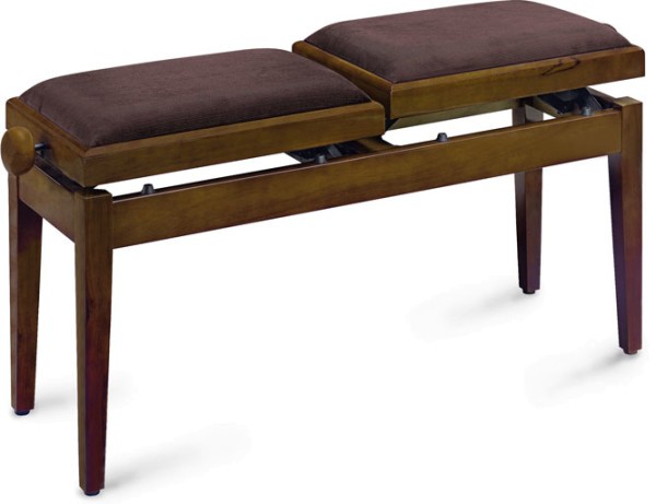 Stagg Doppelklavierbank in Nuss matt brauner Stoff