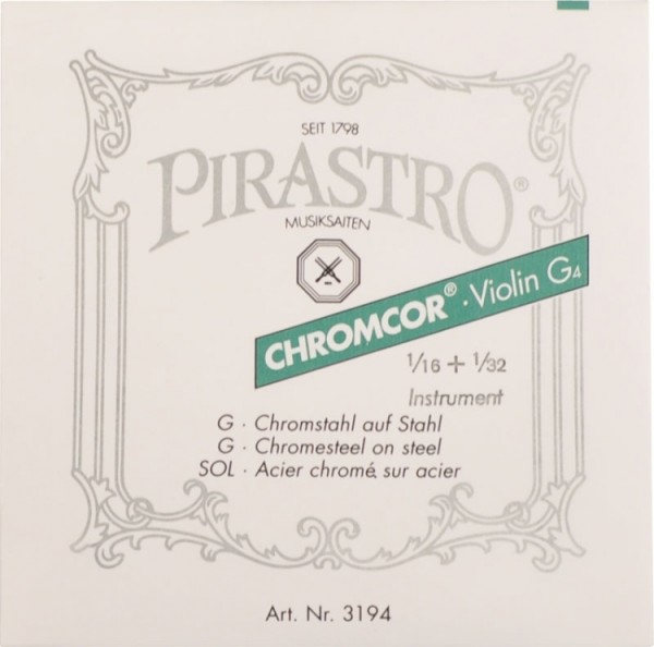 Pirastro Chromcor Saitensatz 1/32 - 1/16 Geige/Violine Kohlenstoffstahl Chrom umsponnen mittel