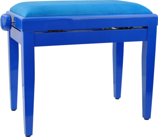 Steinbach Klavierbank in blau poliert mit blauem Bezug
