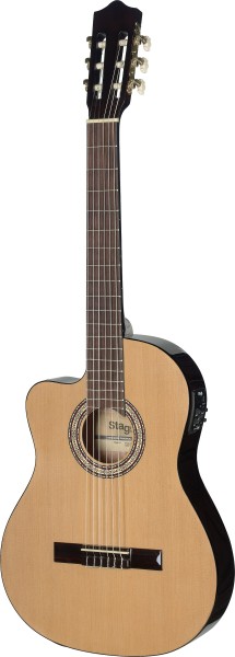 Stagg C546TCE-LH N Elektroakustik Klassik-Gitarre mit Cutaway und 4-Band EQ für Linkshänder