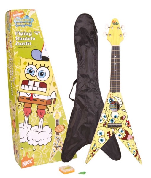 SPONGEBOB Ukulele Flying V Design mit Zubehör