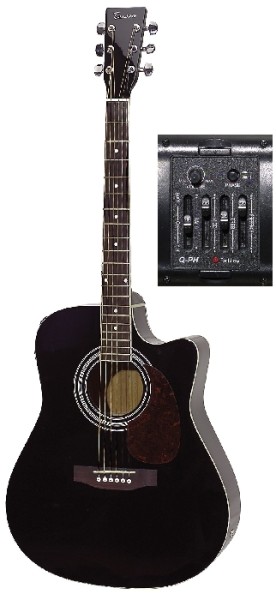 GEWApure 4/4 Elektro-Akustik Westerngitarre in schwarz mit Fichtendecke D10-CE