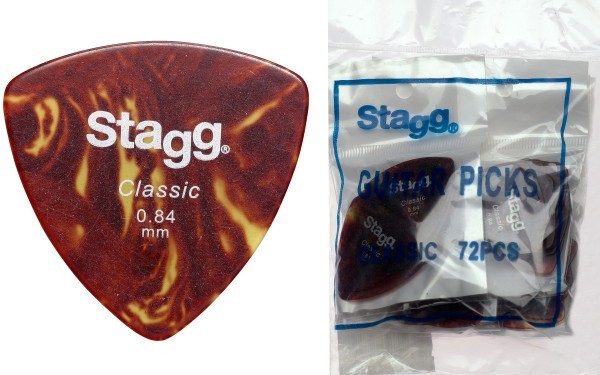 Stagg CER84 .84 mm Klassik Elliptic Nachfüllsack 72 Plektren - Schildplatt