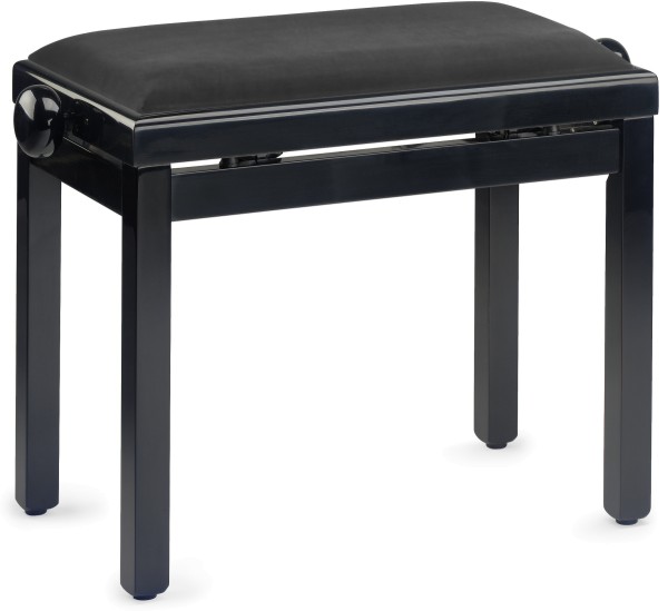 Stagg Klavierbank in Schwarz poliert mit schwarzem Veloursbezug