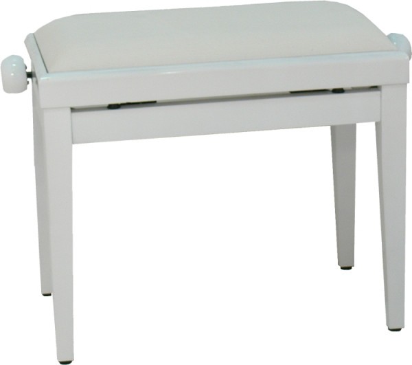 Gewa Klavierbank in Weiss poliert, weiß Stoff