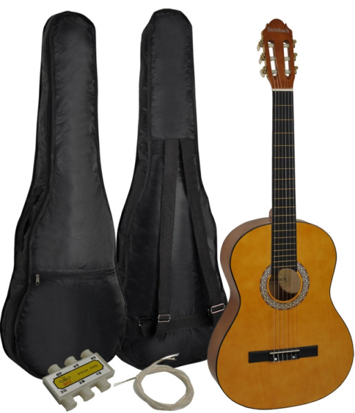 Steinbach 4/4 Konzertgitarre mit Lindendecke honigfarben getönt im Set