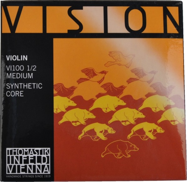 Thomastik VI100 Vision Saitensatz 1/2 Geige/Violine Nylonkern E-Saite Stahl verzinnt mittel