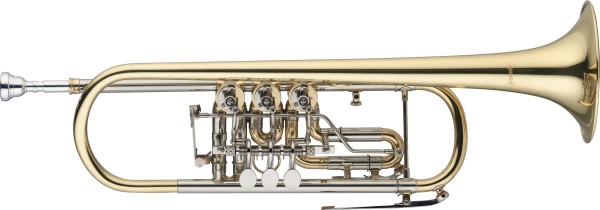 Levante LV-TR4605 Bb Trompete mit Drehventilen, Messingkorpus, Ausgleichsmechanik