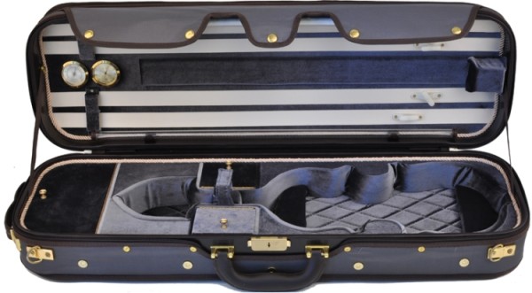 Steinbach 4/4 Geigenkoffer de Luxe Rechteckmodell in blaugrau/OL Zierborde
