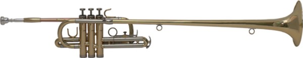 B-Ware Steinbach B-Herold Trompete Goldmessing Mundrohr Neusilber Aussenzüge Lederkoffer