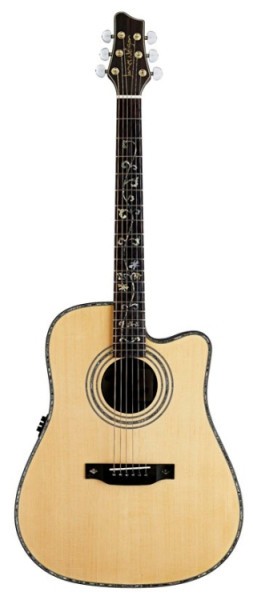 Stagg NA76CBB Elektro Akustische Dreadnought Gitarre mit massiver Fichtendecke