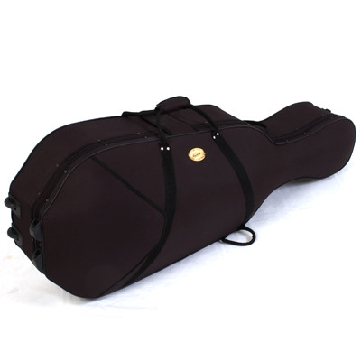 Menzel 4/4 Cellokoffer CC70 mit Rollen Styrofoam-Schale Rucksackgarnitur schwarzer Bezug innen beige