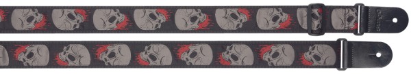 Gitarrengurt aus gewebten Nylon, "Skull n' Blood" Motiv
