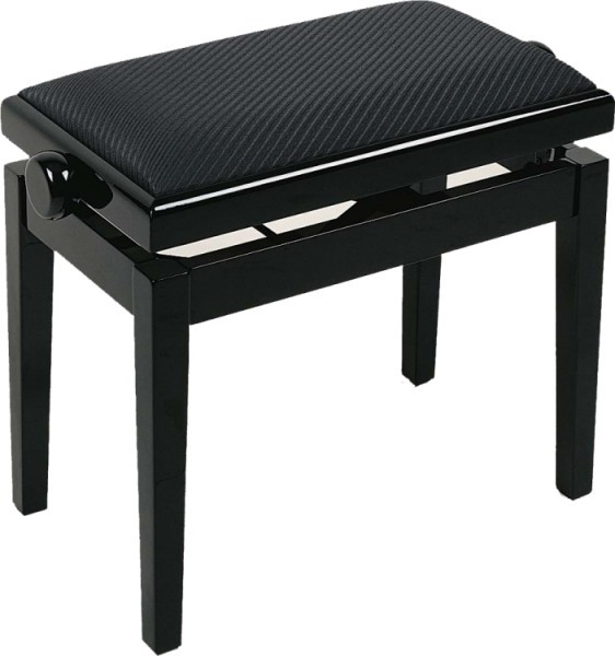 Burghardt Glissando Klavierbank B5 Schwarz poliert schwarzer Stoffbezug - mit komfortabler Hydraulik