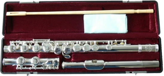 Jupiter JP-5011 ES Querflöte geschlossenen Klappen versilbert Mundlochkamin Vollsilber