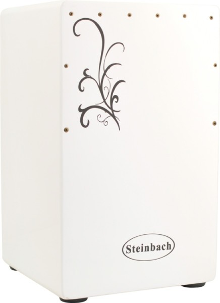 Steinbach Cajon weiß poliert mit schwarzem Ornament inkl. Tasche