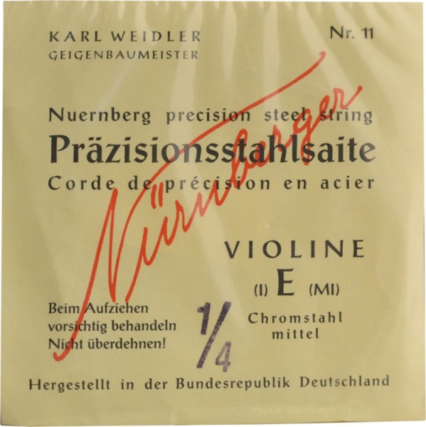 Nürnberger Präzision E-Saite 1/4 Geige/Violine Chromstahl mittel