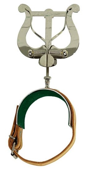 Marschgabel für Flöte große Lyra 2 Drücker vernickelt Einhandbedienung Alu-Platte