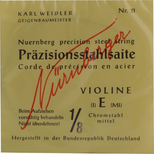 Nürnberger Präzision Saitensatz 1/8 Geige/Violine Chromstahl umsponnen Vollkern mittel