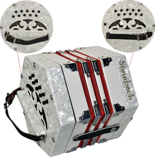 Steinbach Concertina in weiss 2 x 10 Diskantknöpfe (20 Diatonische Töne)